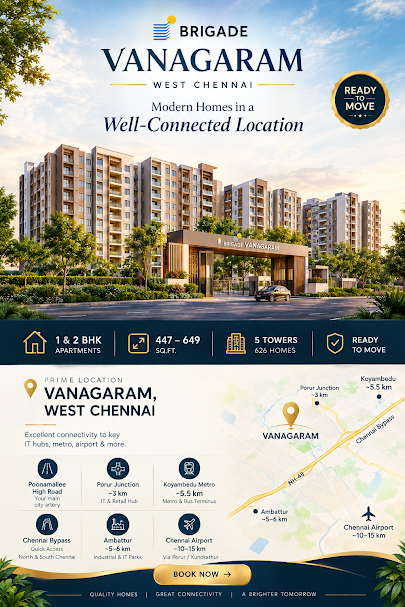 Brigade Vanagaram location - Vanagaram, Poonamallee High Road, West Chennai